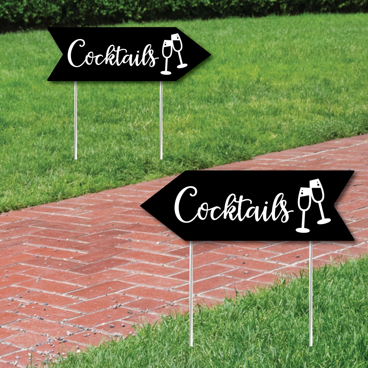 Big Dot of Happiness Black Wedding Cocktails Signs - Wedding Sign Arrow - Double Sided Directional Yard Signs - Set of 2 Cocktails Signs